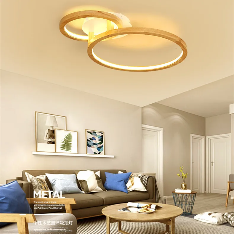 

Nordic wooden LED ceiling light modern living room bedroom lamp creative personality round led ceiling lamp ZM111105