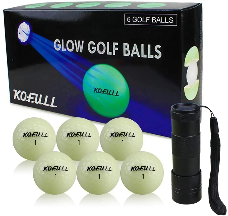 Bolas de Golf luminosas para competiciones nocturnas, pelotas de Golf fluorescentes que brillan en la oscuridad, pelota de Golf nocturna brillante de larga duración, 6 paquetes