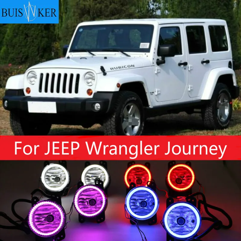 

2PCS For JEEP Wrangler Journey Car LED Fog Light Angel Eye Daytime Running Light White Red blue purple