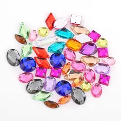 22colors 100pcs Mixed Shapes Acryl Rhinestone Glitter Crystal Acrylic Sew On Rhinestones For DIY Clothes Sewing Beads