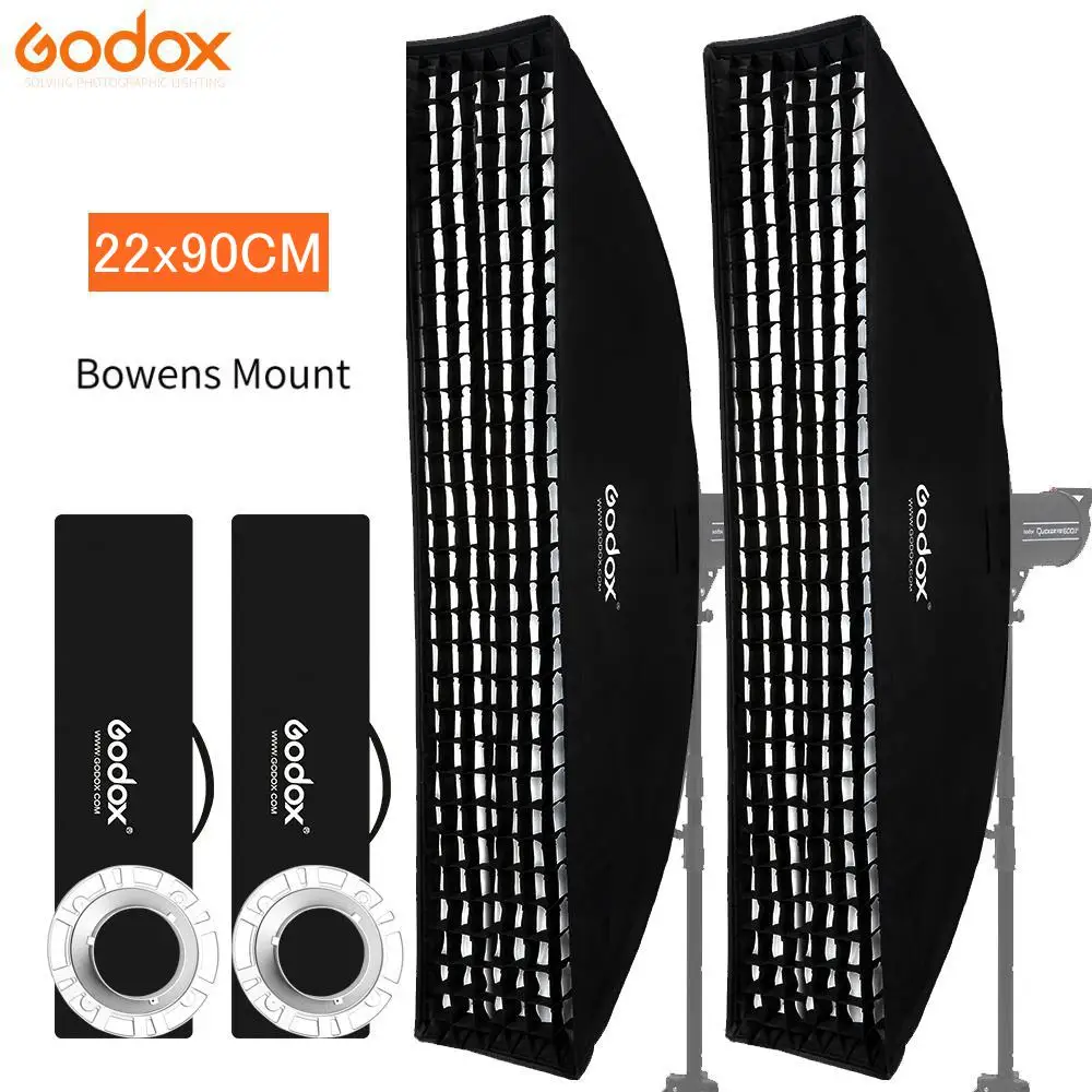 

Godox 2PCS 9"x 35" 22x90cm Honeycomb Grid Softbox for Photo Strobe Studio Flash Softbox Bowens Mount