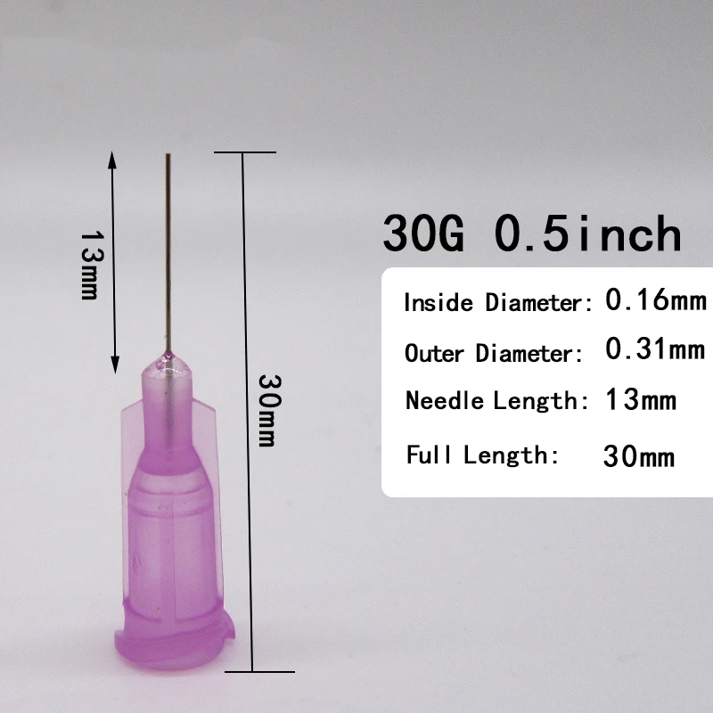 Polegadas 13 mm Agulha de Seringa de Ponta Romba 30g Agulhas de Distribuição com Luer Lock. Não Estéril. 100 Peças Bolsa 30g 0.5