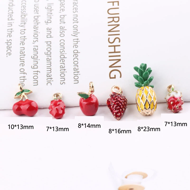 Apeur 10 Stks/partij 3d Fruit Email Bedels Schattige Kersen Aardbei Ananas Hangers Voor Sieraden Maken Oorbel Vinden