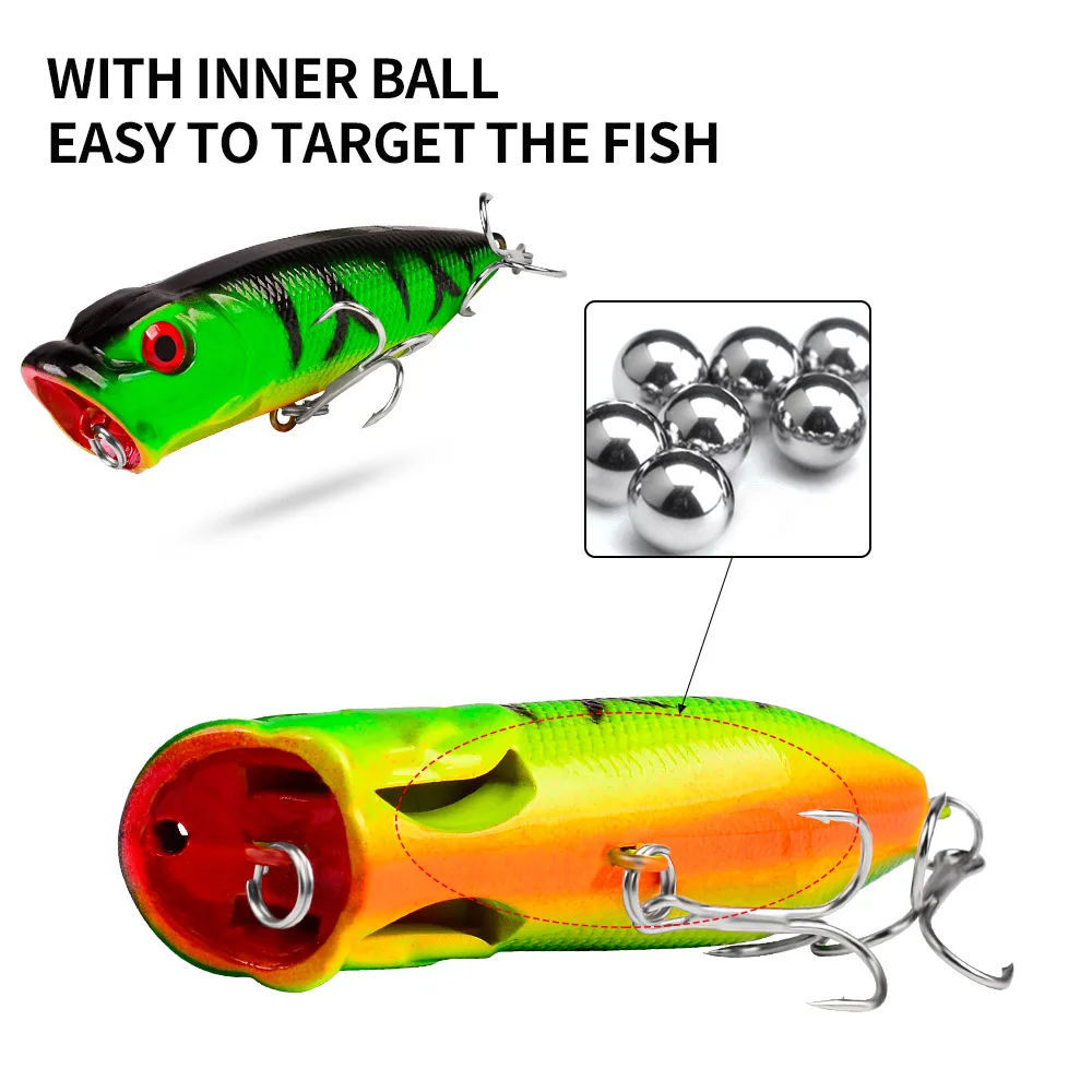 FLYSAND Popper Señuelo Superficie Ganchos 6#