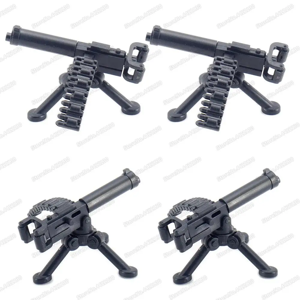 Military Figures Maxine Heavy Machine Gun Weapons Building Block Equipment Diy WW2 Army Battlefield Model Moc Christmas Gift Toy