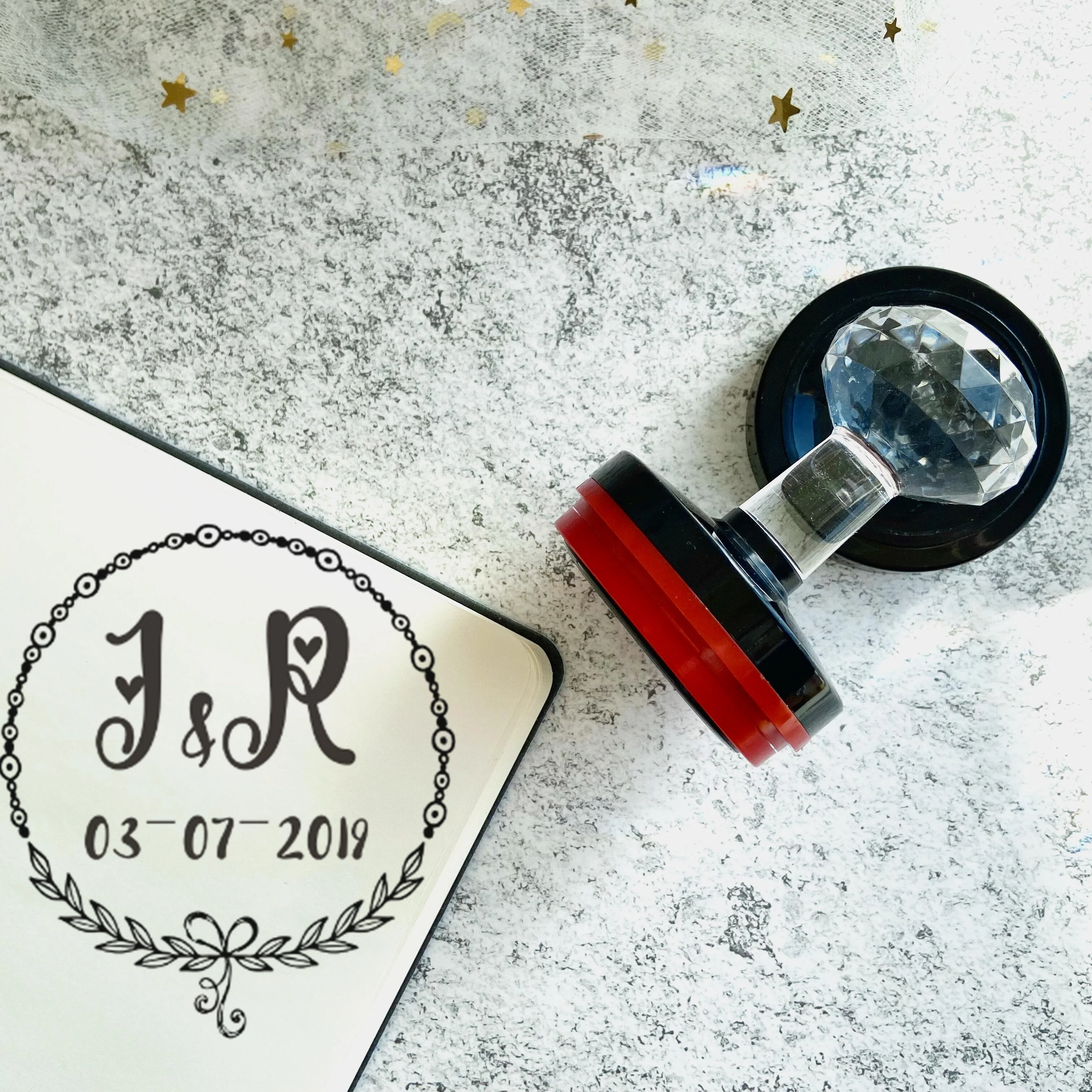 

Personalized Wedding Self Inking Stamp Future Mr and Mrs Round Custom Stamp Name and Date-42mm Circle