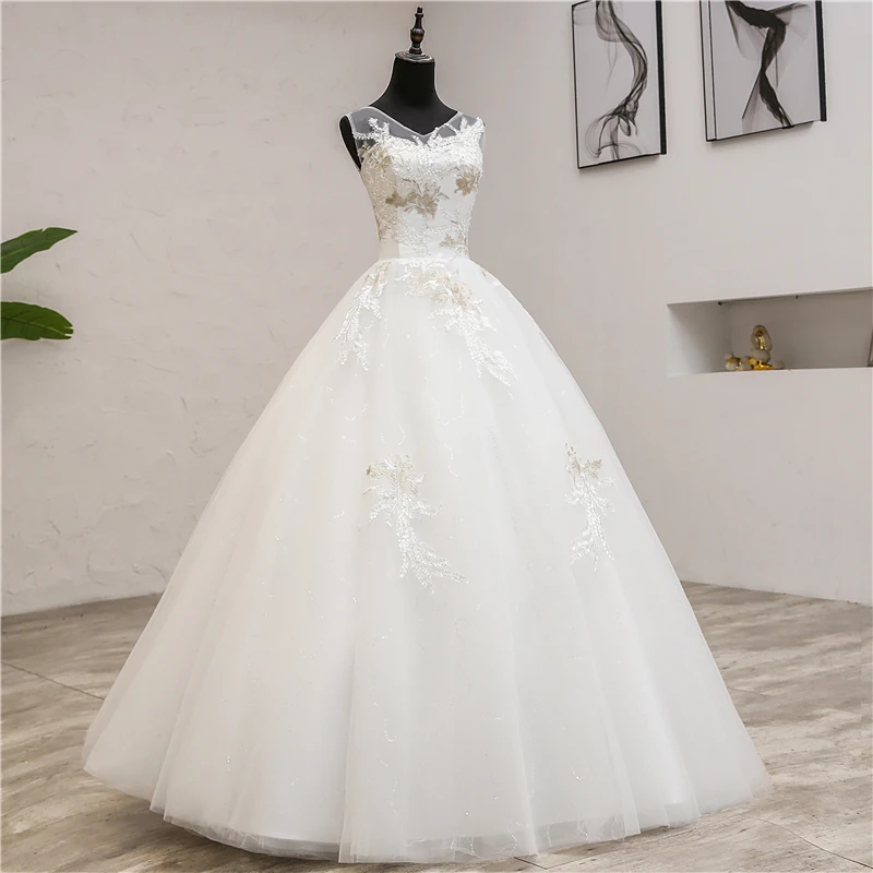 Fashion elegant V Neck Wedding Dresses  2020 New Summer Korean Vestidos de novia sweet Lace Applique Gowns Robe De Mariage  0.8