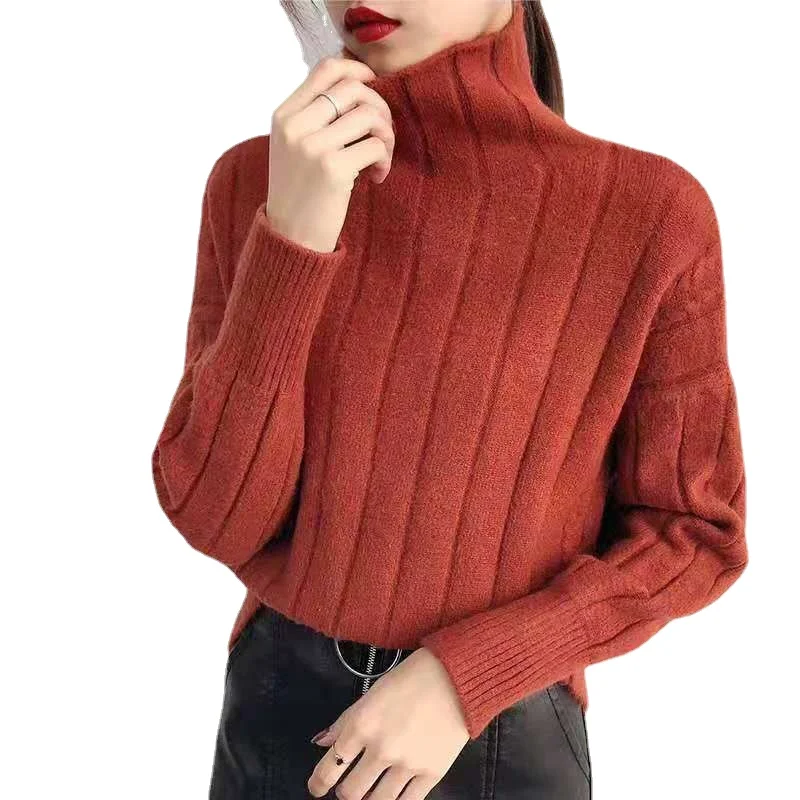 

2021 Autumn Ladies Turtleneck Sweater Fashion New Korean Women's Solid Color Long-sleeved Women's Autumn and Winter Sweater 0231
