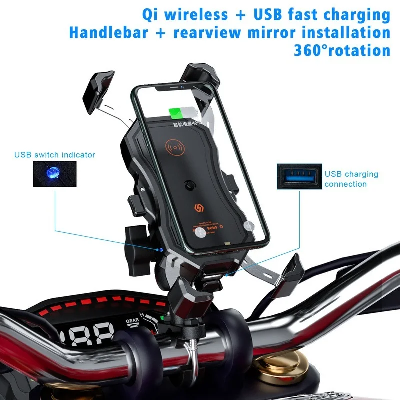 SMOYNG Waterproof X-Grip Motorbike Motorcycle Phone Holder Wireless Charging Support For Xiaomi iPhone Moto Mobile GPS Mount