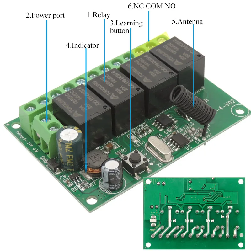 6V 12V 24V 30V Garage Fernbedienung Wireless Smart Switch 10A Relais Modul Rf 433MHz sender Für Tür Tor Licht LED DIY
