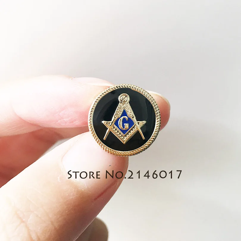 10pcs Wholesale Masonic Masonry Metal Badge Soft Enamel Epoxy Brooch Blue Lodge Gift 15mm Freemason Square and Compass Lapel Pin