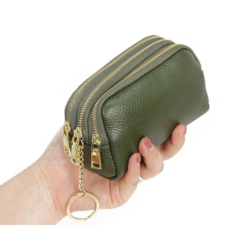 Leather Women Card Coin Key Holder Change Pouch Purse Mini Pocket Zipper Popular Small Money Bag Wallet High-capacity