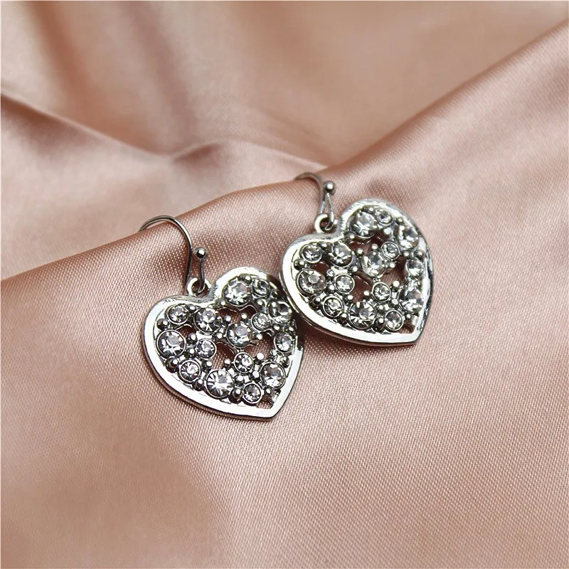 New style love form crystal contracted atmosphere fashionable schoolgirl small eardrop