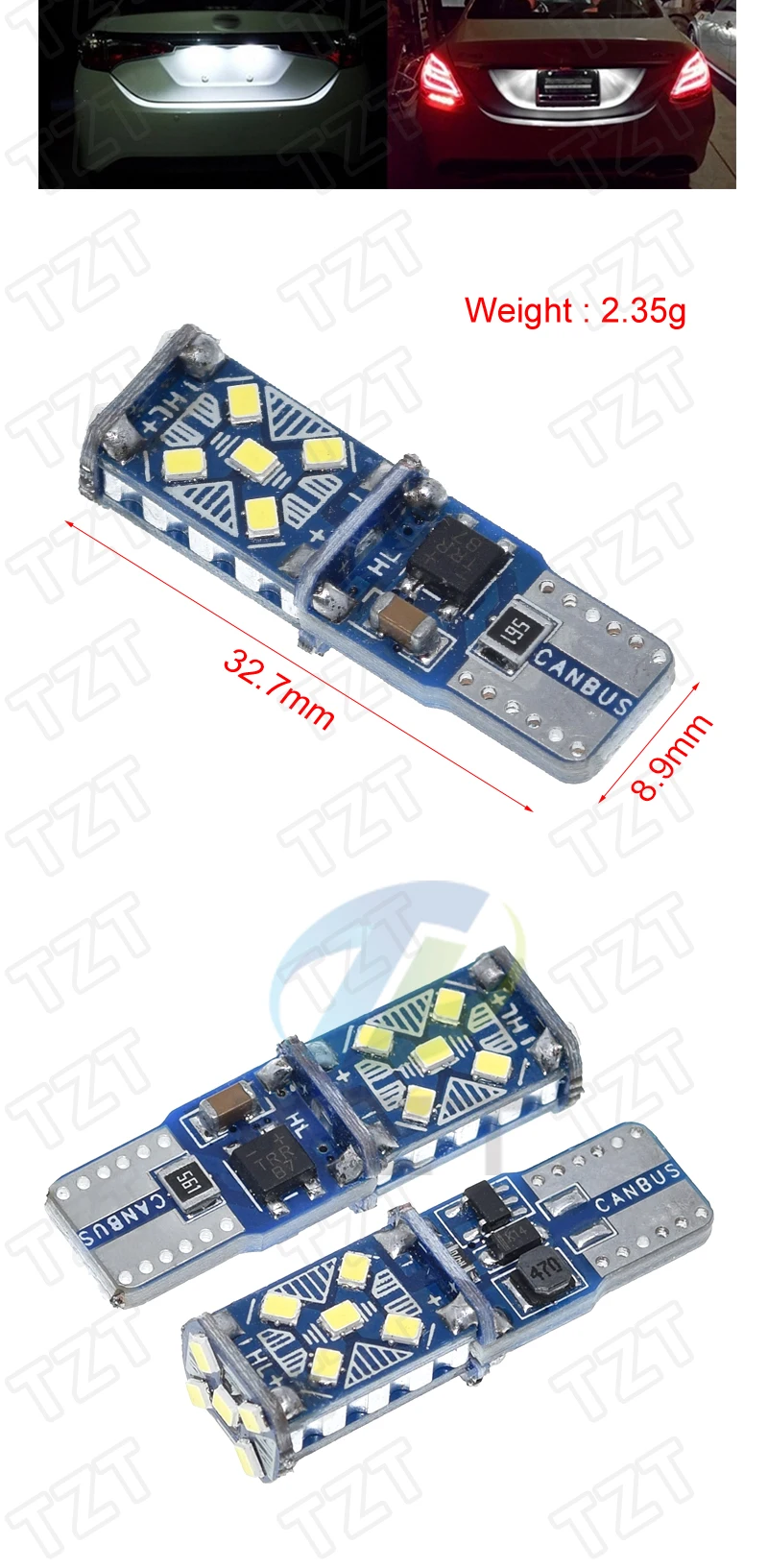 TZT T10 W5W Neue Superhelle LED-Leuchten WY5W 168 501 2825 Auto-Keilblitzlichter Seitenlampen Auto-Innenraumleuchte Leseleuchte Deckenlampe – Detail 4