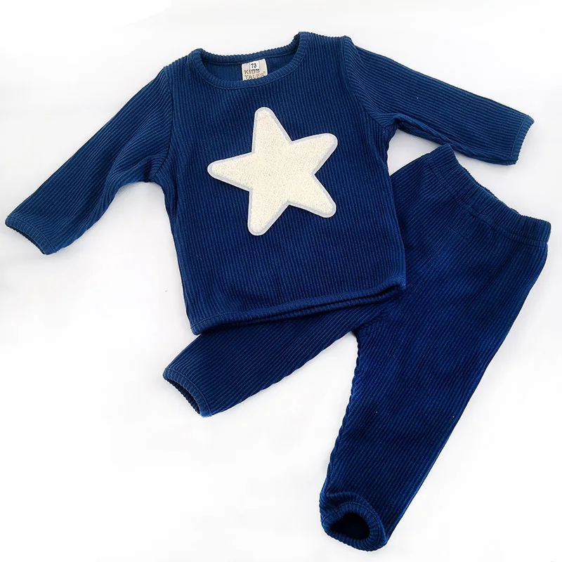 2pcs set baby clothes long top/pant children Fall Outfits Star kid clothes Ribbed Cotton long sleeves girl boys clothing