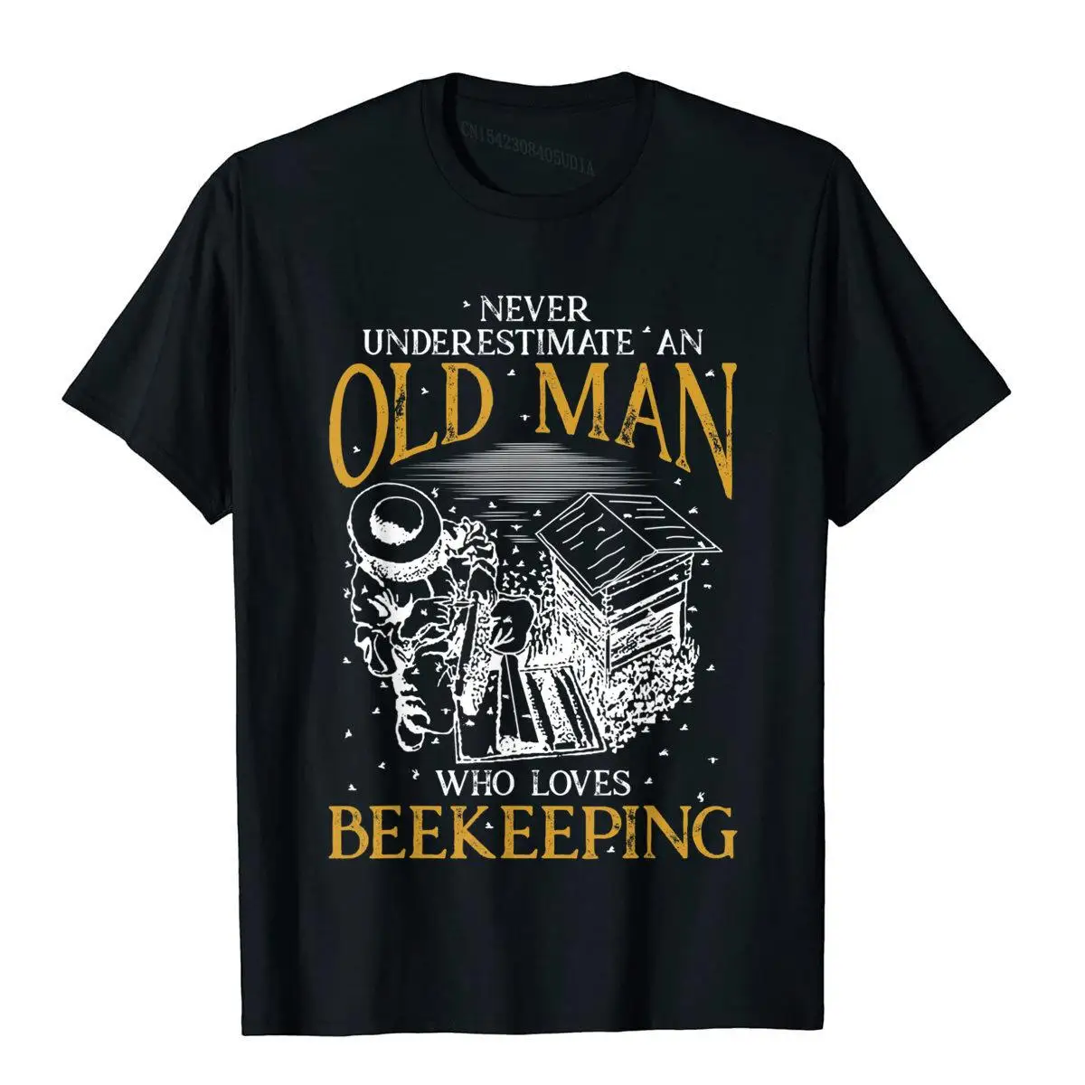 Never Underestimate An Old Man Who Loves Beekeeping Novelty T-Shirt Cotton Men\'s T Shirts Family Tees High Quality Outdoor