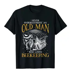 Never Underestimate An Old Man Who Loves Beekeeping Novelty T-Shirt Cotton Men's T Shirts Family Tees High Quality Outdoor