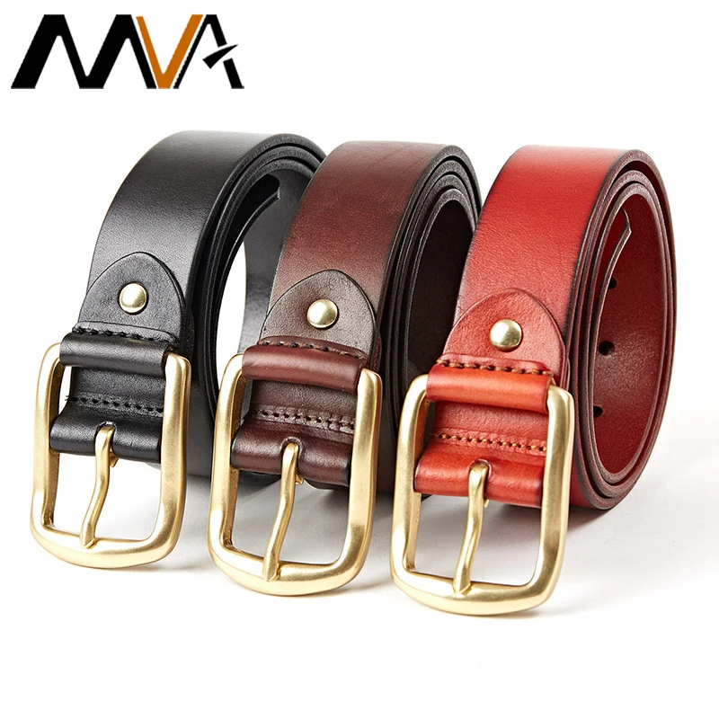 

MVA Men's Belt Male Cowboy Waistband Male Fashion Designer Man Belt Pouch Cowhide Leather Men's Belts Buckle For Men Waist Belts