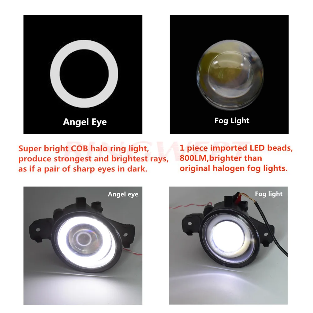 2PCS For Renault Clio Master Laguna Symbol Grand Modus Wind Koleos Thalia Modus Vel Satis Espace Angel Eye Fog Lights 2pcs