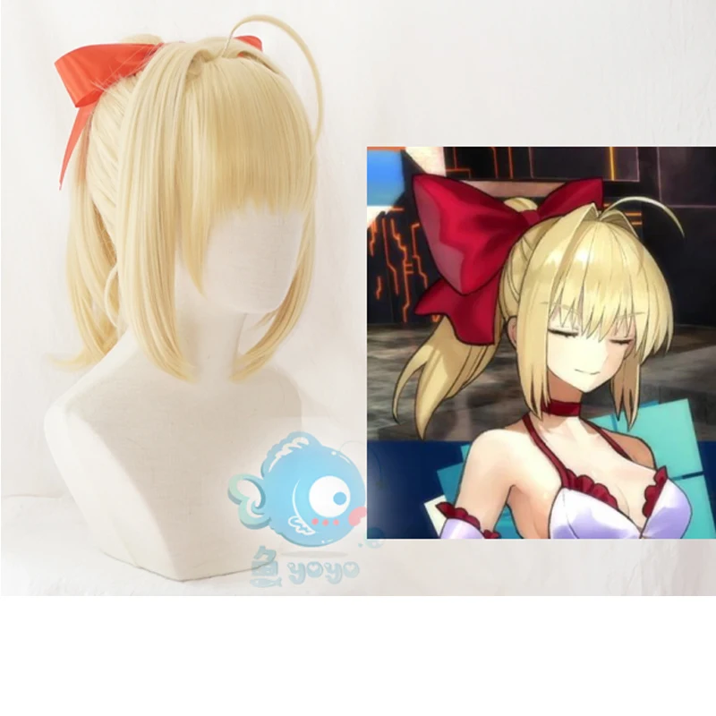 Fate/EXTRA Nero Wig Fate Grand Order Cosplay Wig Syntetyczne złote włosy żaroodporne Fate Stay Night Cosplay Włosy + czapka z peruką