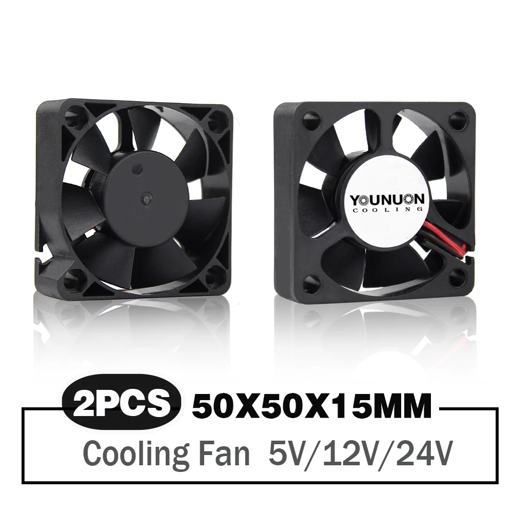 2 Pieces 50x50x15mm 50mm 5cm Cooling Fan DC 12V/24V Cooling Cooler Fan for PC Laptop Computer Case 3D Printer Fans