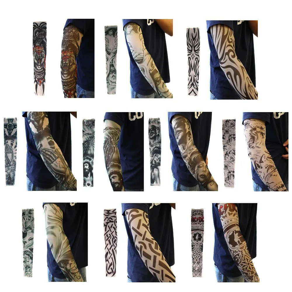 2pcs/lot Unisex Quick Dry UV Protection Outdoor Temporary Fake Running Arm Sleeve Skin Proteive Nylon Tattoo Sleeves Stockings