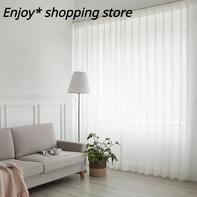 

White Tulle Curtains For Living Room Modern Voile Decor Sheer Solid Voile Kitchen Curtain