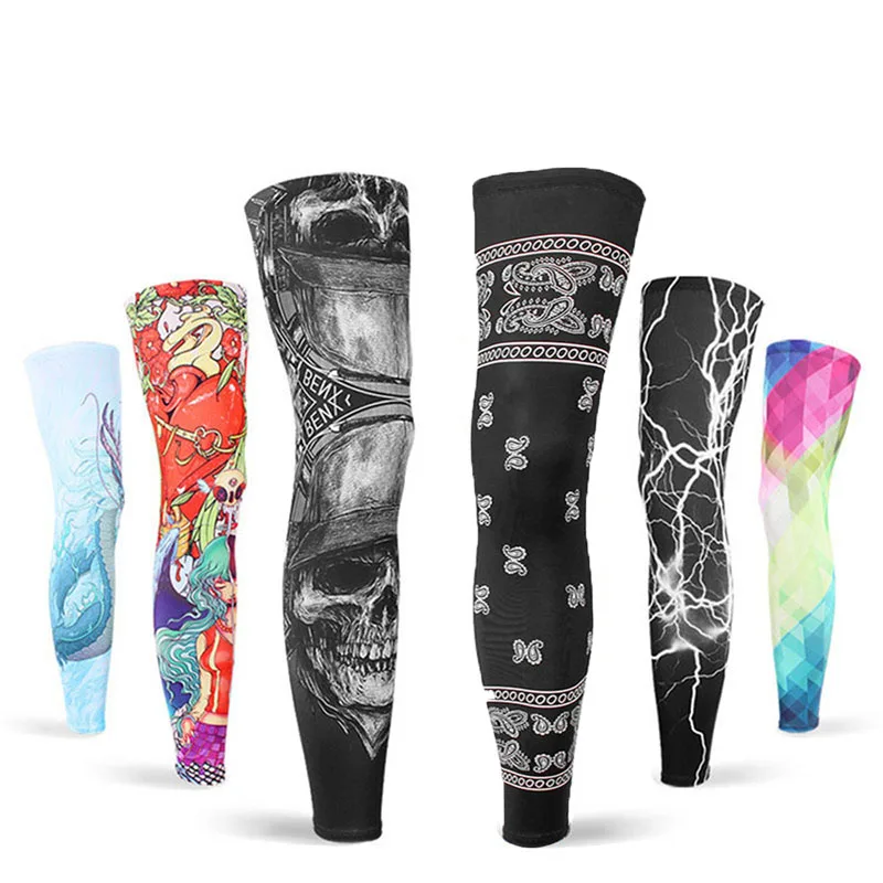 Elasticity Cycling Leggings 2pcs/lot Anti-uv Gaiter Skull Breathable Sport Safety Paisley Running Basketball Football Leggings