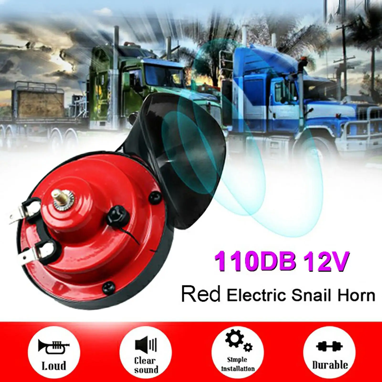 12V 110dB Snail Air Horn Waterproof Snail Air Horn Motorcycle Horns Siren Loud Sound For Truck Motorcycle Boat Car