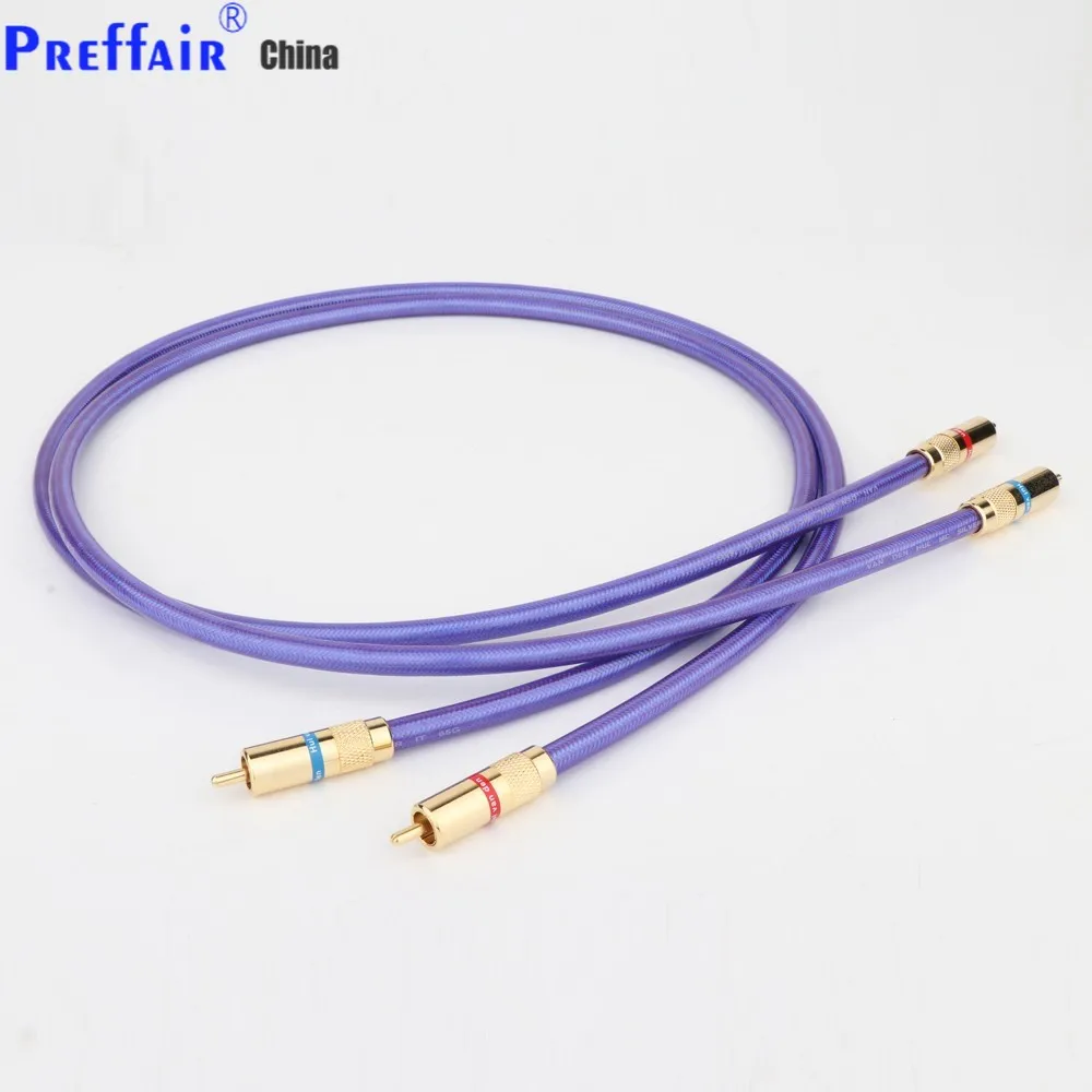 1 Pair Preffair X409 Silver-plate RCA Interconnect Cable Hifi Audio RCA Cable with Gold Plated RCA Plug Cable