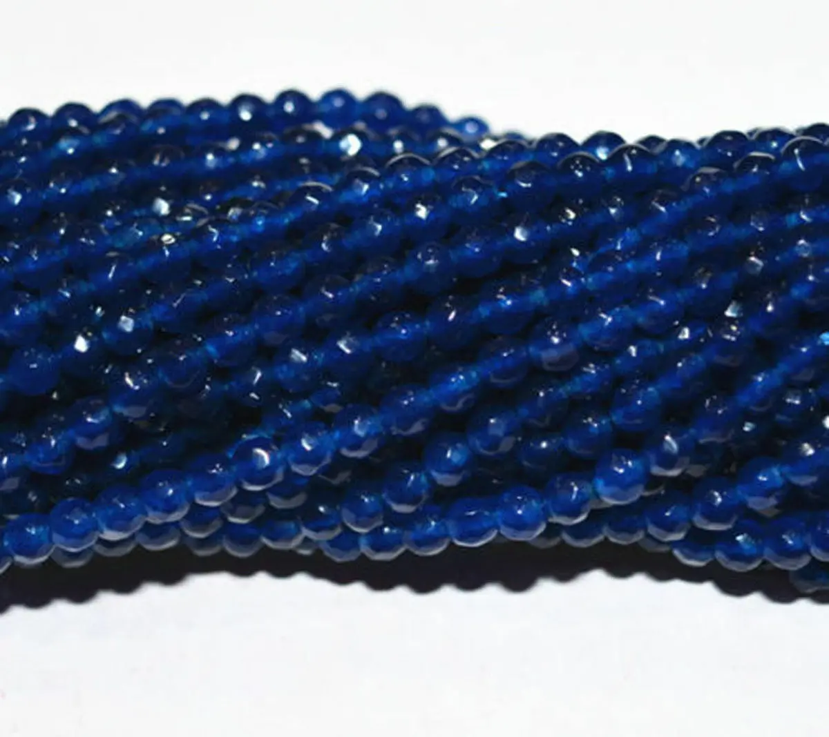 Natural 6mm Faceted Dark Blue Sapphire Gemstone Round Loose Beads 15'' Strand