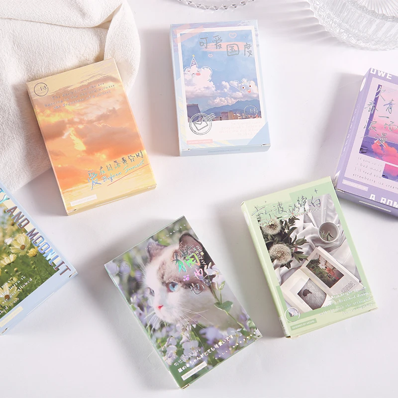 6 Designs Romantic Travel Notes LOMO Card DIY INS Style Scenery Mini Greeting Cards Message Card Gift Stationery