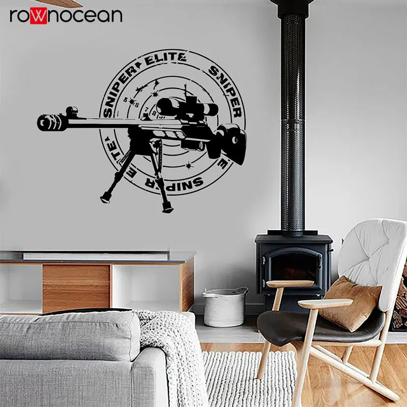 

Sniper Rifle Army Forces War Wall Sticker Vinyl Interior Design Shooting Training Sign Wall Decals Home Decor Room Murals 3628