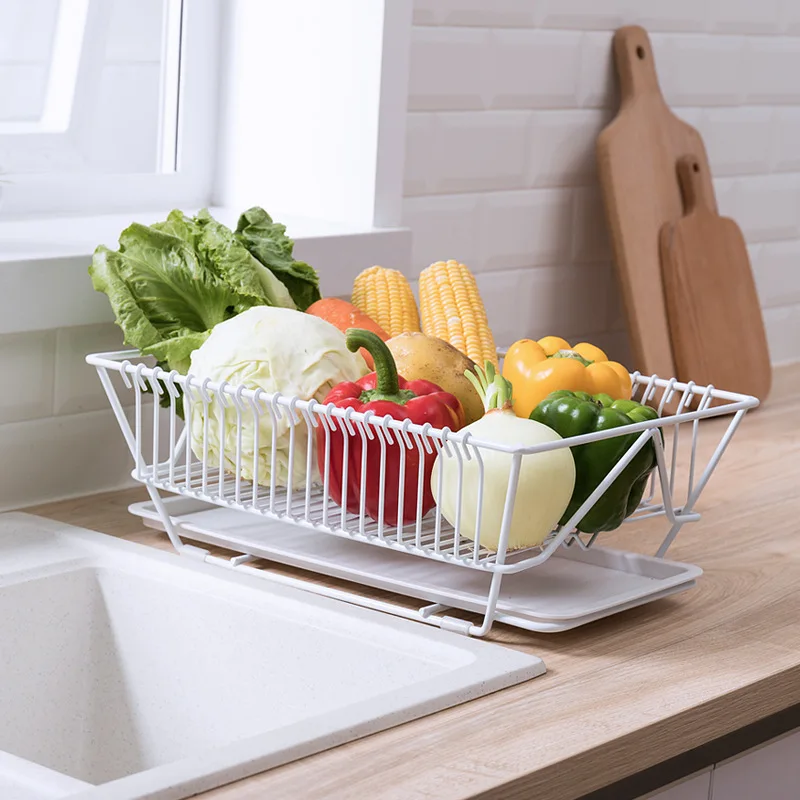 Kitchen Dish Sink Drainer Drying Rack Wash Holder Basket Organizer Tray Kitchen Rack Dish Water Drain Bowl Chopsticks Bowl