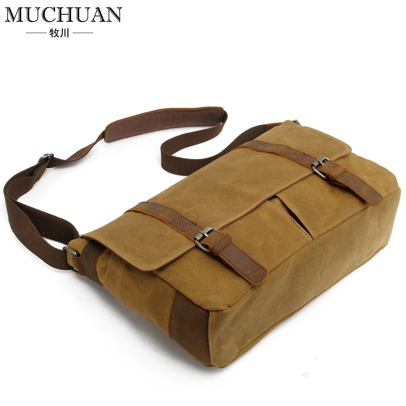 Imagem -05 - Muchuan Bolsa de Ombro Masculina Retrô Bolsa Casual Diagonal de Lona à Prova Dágua