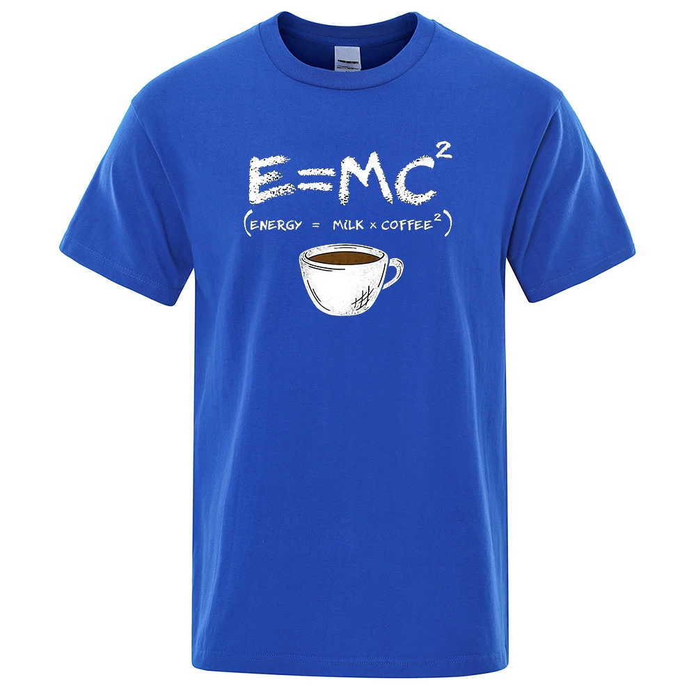 Energy=Milk+Coffee Printing Men Tshirt Casual Breathable Tshirts Funny Cotton Loose Tees Shirts Street Oversized T-Shirts Man