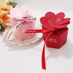 Pink Petal Chocolate Candy Boxes Cardboard Box Wedding Card Box Decoration Paper Gift Box Packaging Event Party Supplies