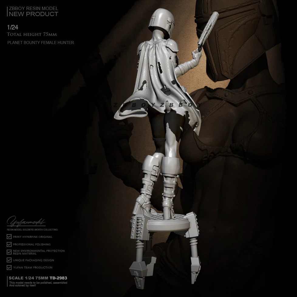75mm Resin figure model kits Modern female soldier self-assembled TD-2983