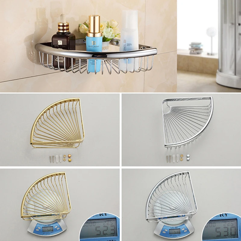 Luxury crystal brass gold bathroom shelves shampoo holder corner bath basket Bathroom Accessories bath hardware EL30023