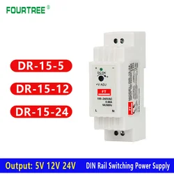 DR-15 15W Industrial DIN Rail Switching Power Supply Single Output 5V 12V 24V AC To DC Converter Power Switch Input 110/240VAC