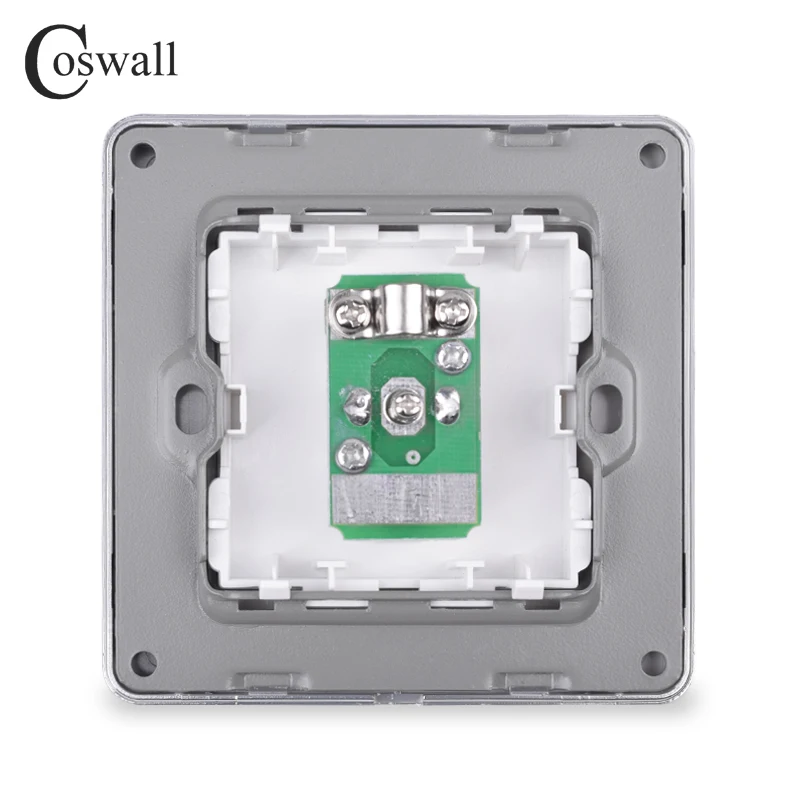 COSWALL 1 Gang Female TV Connector Luxury Wall Socket Outlet Stainless Steel Brushed Silver Frame Panel images - 6