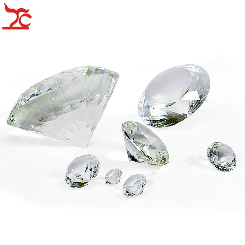 5 Sizes Fashion Crystal Diamond Cut Shape Paperweights Clear Glass Gem Jewelry Display Counter Organizer Ornaments Prop