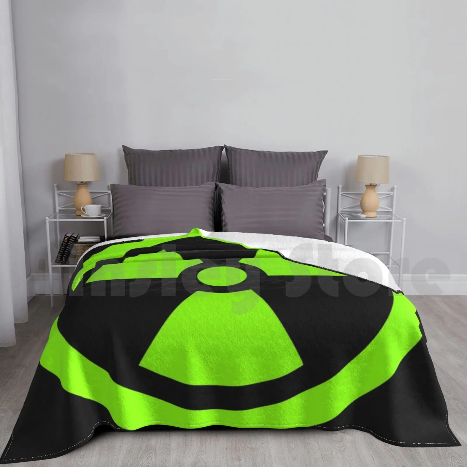 Manta radiactiva verde fluo, personalizada, 407, verde, negro vivo, fluo, tendencias simples para adolescentes, señal de luz de tendencia