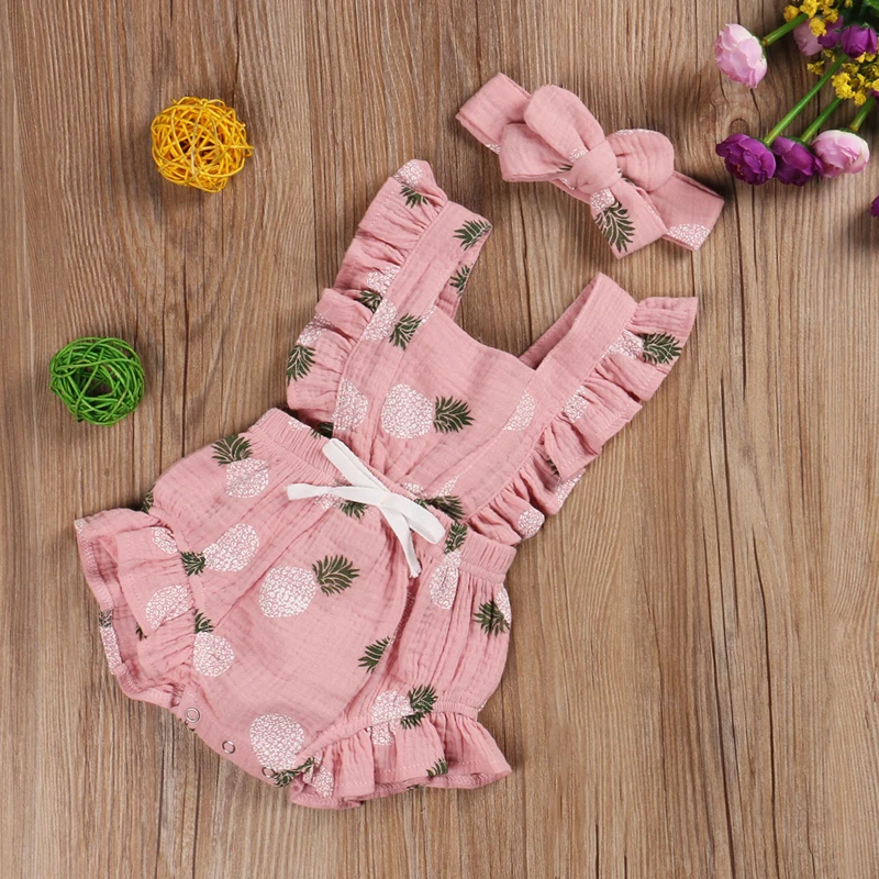 4Colors 0-24M Toddler Newborn Baby Girl Summer Romper Sleevless Floral Printed Jumpsuit Cotton Soft Clothing For Cute Baby Girl