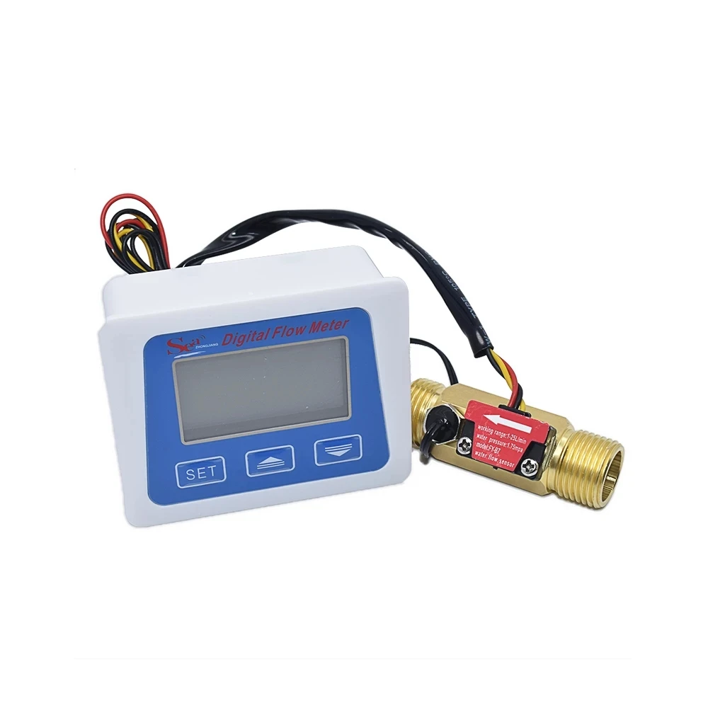 Digital LCD display Water flow sensor meter flowmeter totameter Temperature time record With G1/2 flow sensor