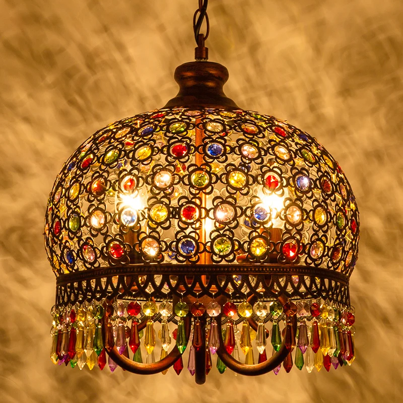 

Malaysia Bohemia Pendant Lamp Vintage Iron Crystal Lamp Bedroom Dining Room Pendant Lamp Fixture ZM111804