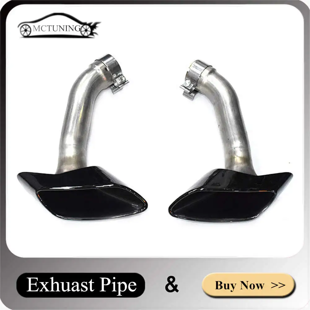 1 Pair Muffler Tip Exhaust Pipe For BMW X6 E71 2008 -2013 Carbon Fiber 304 Stainless Steel Tail Throat Rear Nozzles