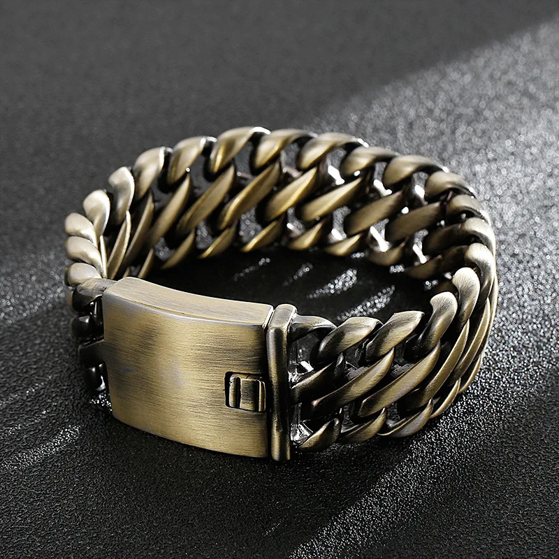 Stainless steel men's jewelry European and American fashion thick bronze figure 8 titanium steel bracelet wholesale