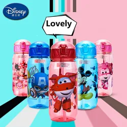 1PCS DISNEY Mickey water bottle MARVEL Baby Feeding cup with straw children's plastic cup student outdoor Drinking bottle gift