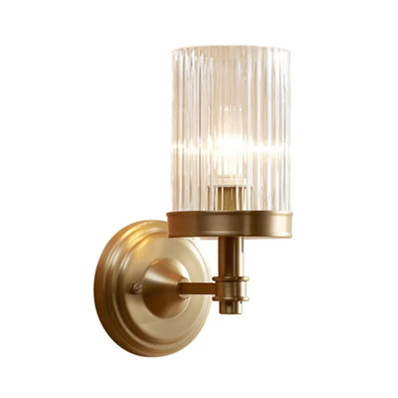 European Gold Copper Glass Wall Lamp For Bedroom Applique Murale Led Light Fixtures lustre led